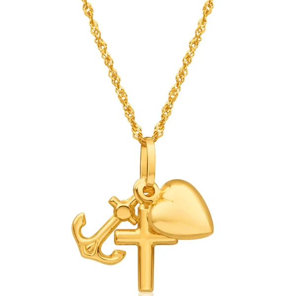 9ct Yellow Gold Silver Filled Faith Hope Charity Pendant – Shiels Jewellers