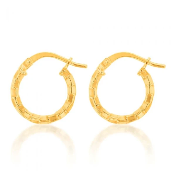 9ct Yellow Gold Silver Filled Fancy Hoop Earrings – Shiels Jewellers