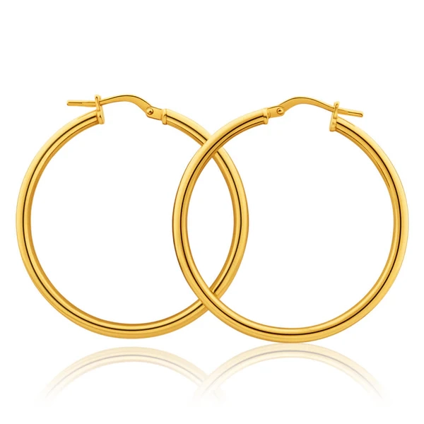 9ct Yellow Gold Silver Filled Gypsy 30mm Hoop Earrings – Shiels Jewellers