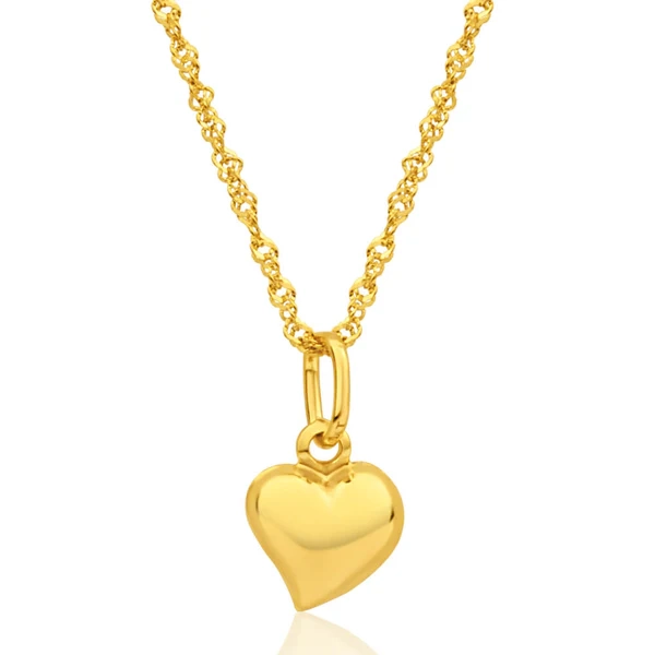 9ct Yellow Gold Silver Filled Heart Pendant With 45cm Chain – Shiels Jewellers