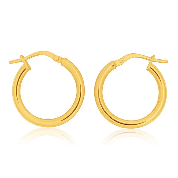 9ct Yellow Gold Silver Filled plain 15mm Hoop Earrings – Shiels Jewellers