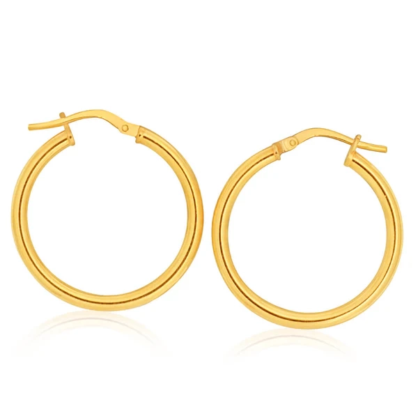 9ct Yellow Gold Silver Filled Plain 20mm Hoop Earrings – Shiels Jewellers