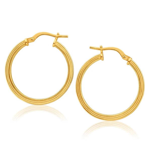 9ct Yellow Gold Silver Filled Square Round 20mm Hoop Earrings – Shiels Jewellers