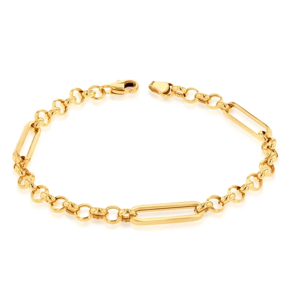 9ct Yellow Gold Silverfilled Belcher 19cm Bracelet – Shiels Jewellers