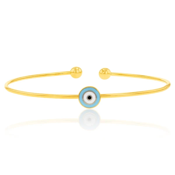 9ct Yellow Gold Silverfilled Evil Eye On Open Bangle – Shiels Jewellers