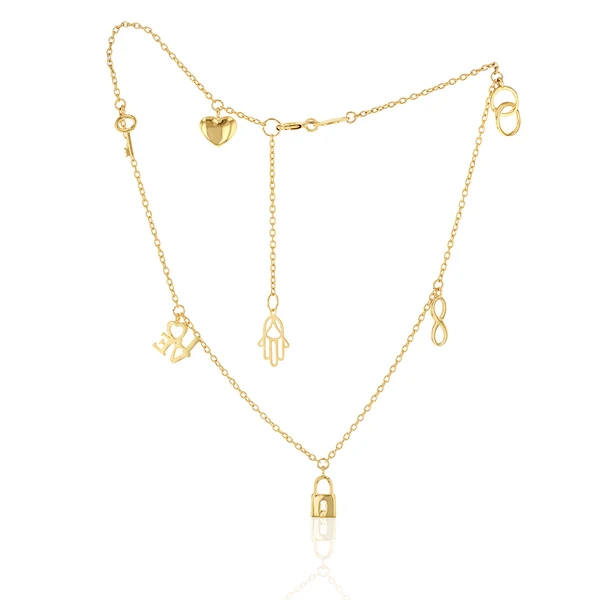 9ct Yellow Gold Six Charm 27cm Anklet – Shiels Jewellers