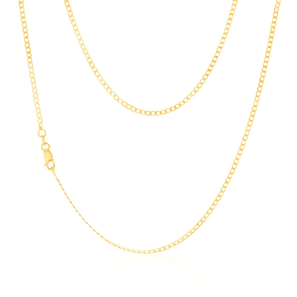 9ct Yellow Gold Superflat Light 50 Gauge Curb 40cm Chain – Shiels Jewellers