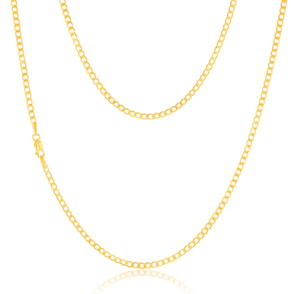 9ct Yellow Gold Superflat Light Curb 65 Gauge 50cm Chain – Shiels Jewellers