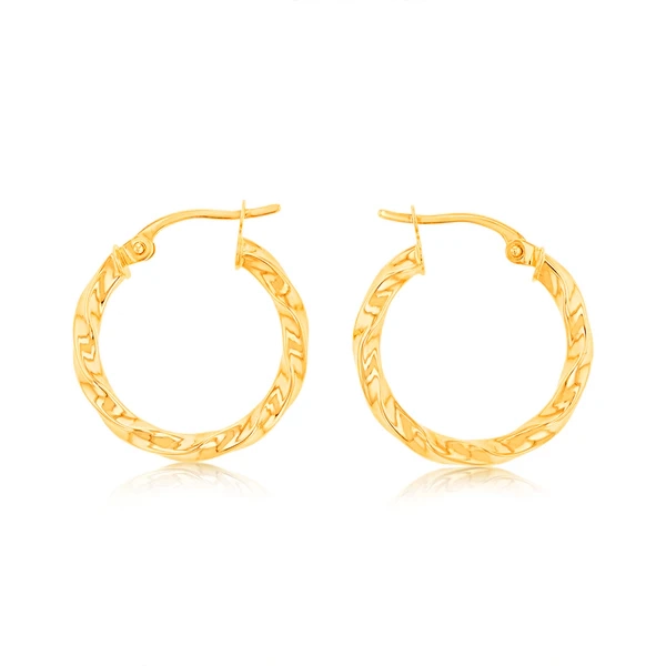 9ct Yellow Gold twist 15mm Hoops Earrings – Shiels Jewellers