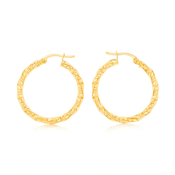 9ct Yellow Gold twist 20mm Hoops Earrings – Shiels Jewellers