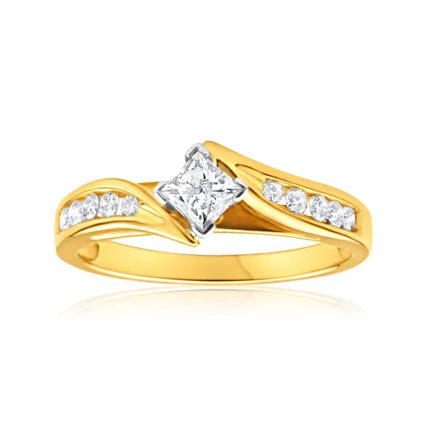 9ct Yellow Gold & White Gold Ring With 1/2 Carat Of Diamonds – Shiels Jewellers