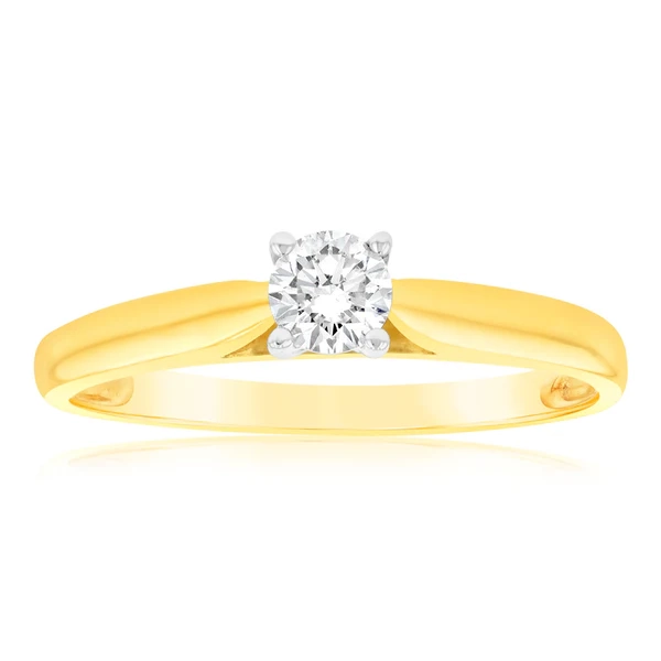 9ct Yellow Gold & White Gold Solitaire Ring With 0.2 Carat Diamond – Shiels Jewellers