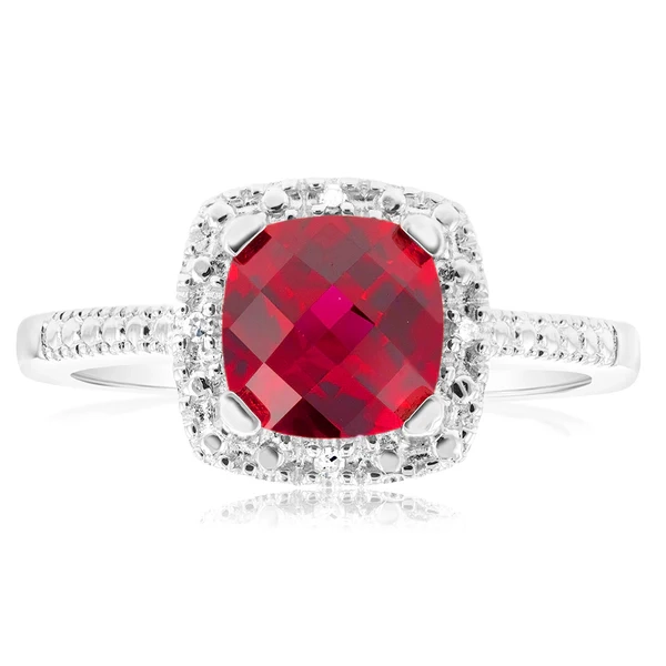 Created Ruby Ring with Diamonds in Sterling Silver – Shiels Jewellers