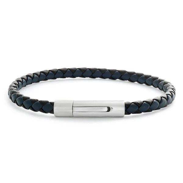 Forte Stainless Steel Black & Dark Blue Leather Fancy Bracelet – Shiels Jewellers