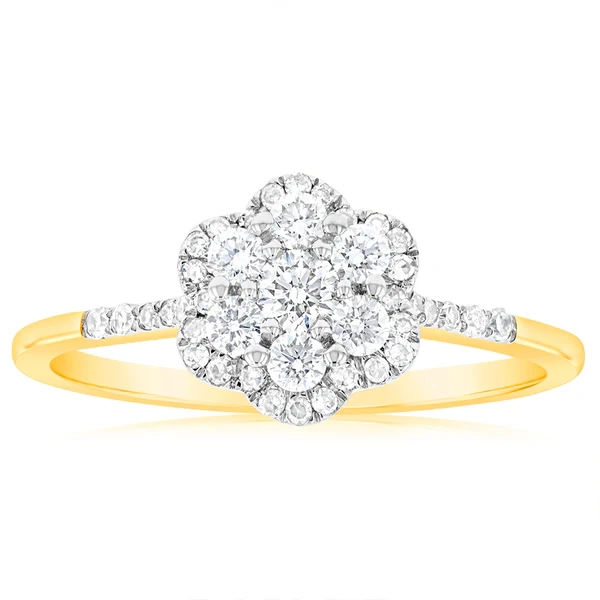 Luminesce Lab Grown 0.50 Carat Ring with 41 Diamonds Set in 9 Carat Ye – Shiels Jewellers