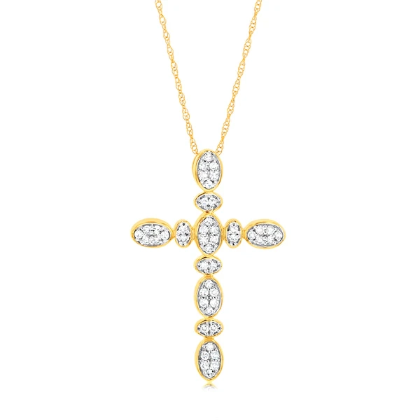 Luminesce Lab Grown 1/4 Carat Cross Pendant in 9ct Yellow Gold – Shiels Jewellers