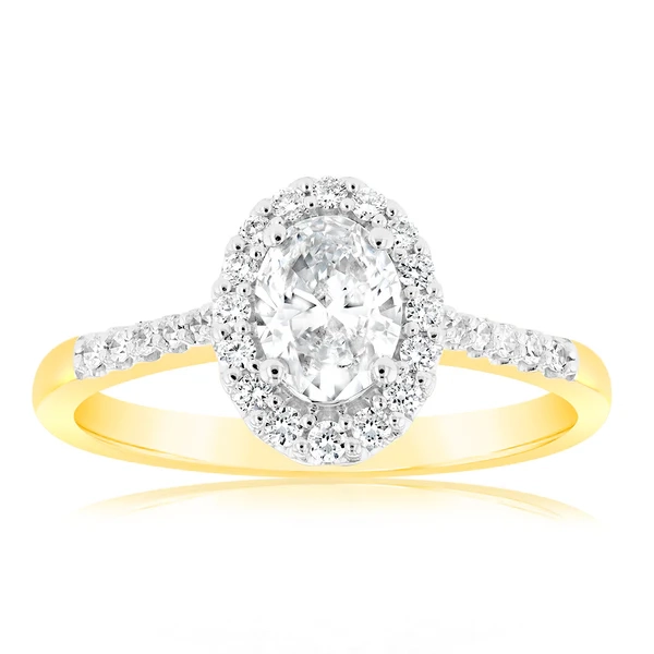 Luminesce Lab Grown 18ct Yellow Gold 1 Carat Diamond Oval Halo Ring – Shiels Jewellers