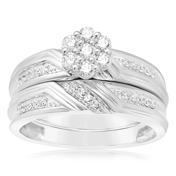 Luminesce Lab Grown 2/5 Carat Diamond Flower Shaped Bridal Set Ring in – Shiels Jewellers