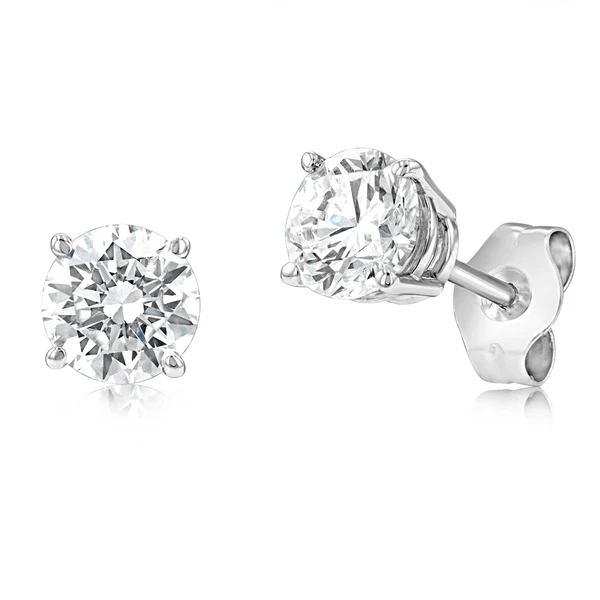 Luminesce Lab Grown Diamond 1 Carat Solitaire Stud Earrings in 14ct Wh – Shiels Jewellers