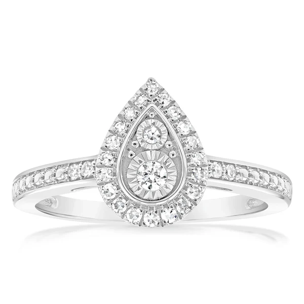 Luminesce Lab Grown Pear Shaper 0.17Ct Diamond Ring in Sterling Silver – Shiels Jewellers