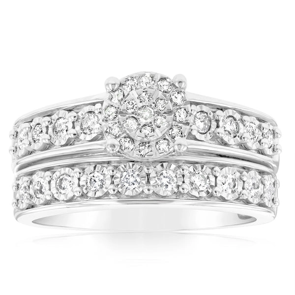 Sterling Silver 1/2 Carat Diamond 2-Ring Bridal Set – Shiels Jewellers