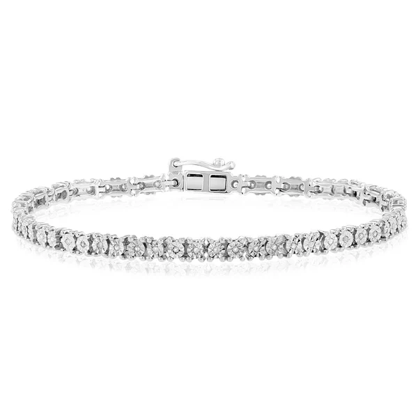 Sterling Silver 1/4 Carat Diamond Tennis Bracelet with Length 19cm – Shiels Jewellers