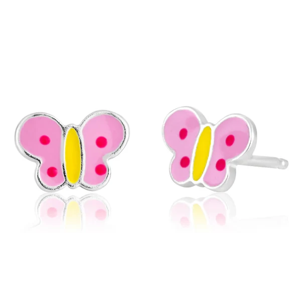 Sterling Silver Butterfly Pink and Yellow Stud Earrings – Shiels Jewellers