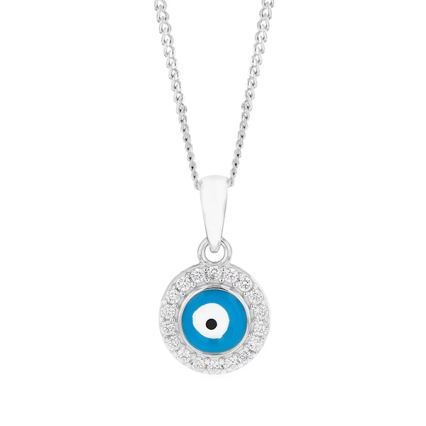 Sterling Silver Cubic Zirconia Evil Eye In Circle Pendant – Shiels Jewellers