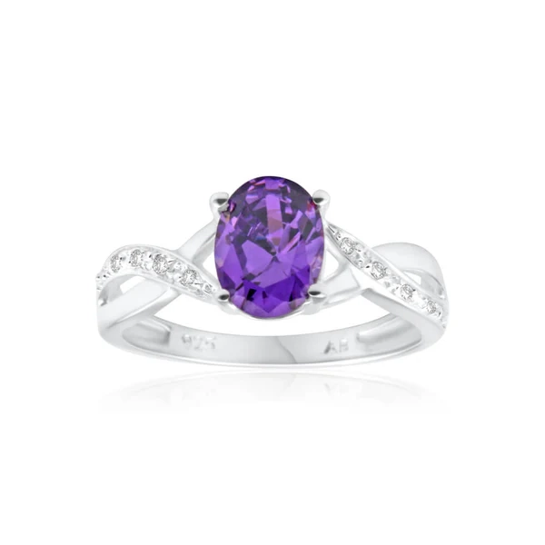 Sterling Silver Cubic Zirconia Purple Oval Ring – Shiels Jewellers