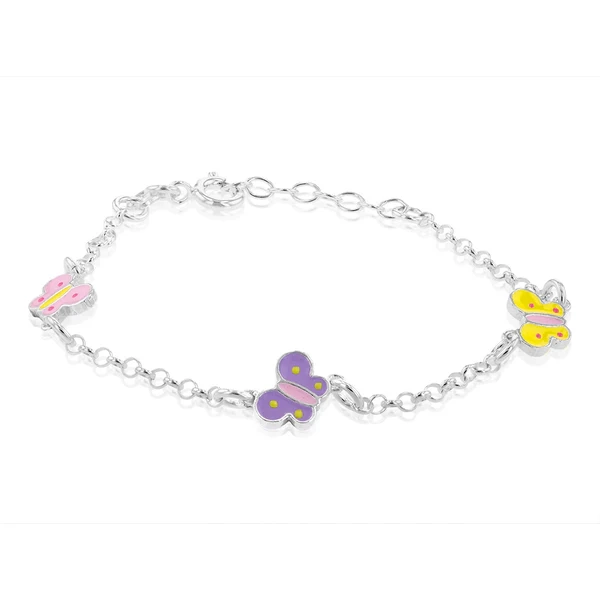 Sterling Silver Fancy Butterfly Charm Bracelet 14+2cm – Shiels Jewellers