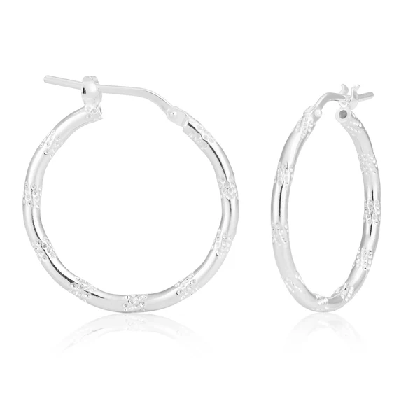 Sterling Silver Fancy Spotted Hoop Earrings – Shiels Jewellers