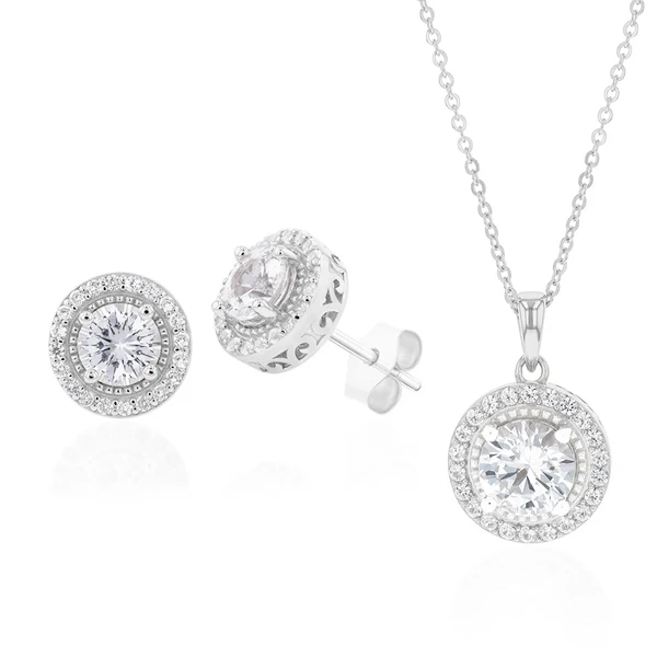 Sterling Silver Natural White Sapphire Pendant and Earring Set – Shiels Jewellers