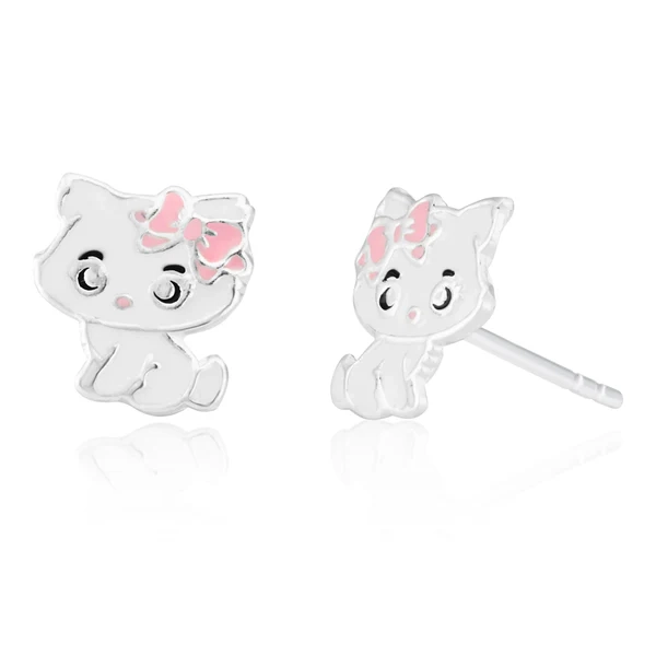 Sterling Silver Pink and White Kitty Studs – Shiels Jewellers