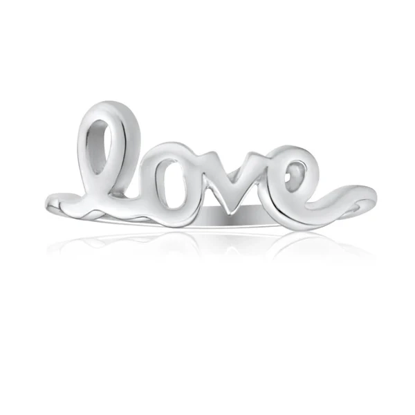 Sterling Silver Plain Cursive Love Ring – Shiels Jewellers