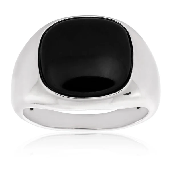 Sterling Silver Rhodium Plated Onyx Gents Ring – Shiels Jewellers