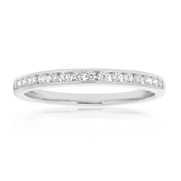 Sterling Silver Rhodium Plated Zirconia Channel Ring – Shiels Jewellers