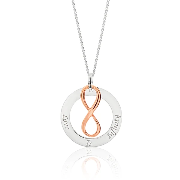 Sterling Silver Rose Gold Plated Love Is Infinity Pendant With 40 + 5c – Shiels Jewellers