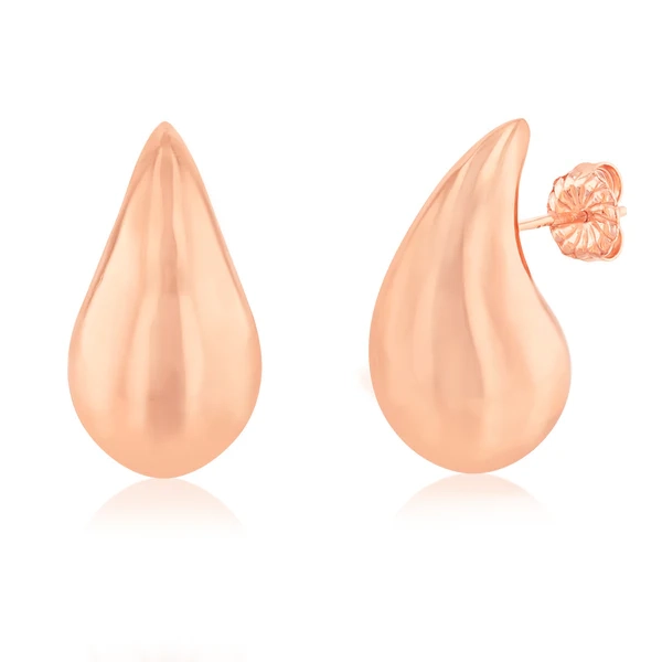 Sterling Silver Rose Gold Plated Polished Tear Drop Stud Earrings – Shiels Jewellers