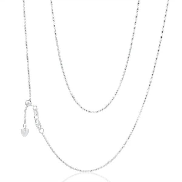 Sterling Silver Wheat Adjustable Heart Drop Chain 50cm – Shiels Jewellers