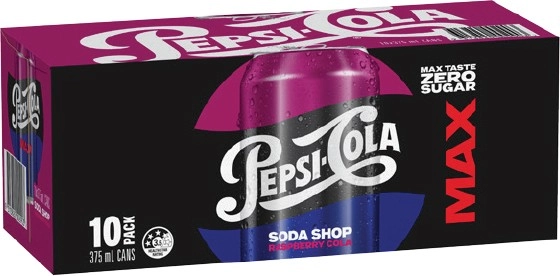 NEW Pepsi Max Raspberry 10x375mL