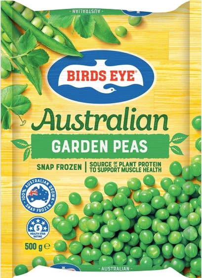 Birds Eye Australian Frozen Garden Peas, Sliced Green Beans or Corn Kernels 500g