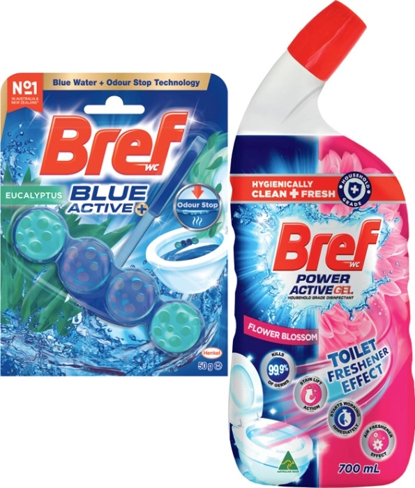 Bref Rim Block Toilet Cleaner 42-50g or Gel 600-700mL Selected Varieties