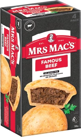 Mrs Mac’s Pies or Giant Sausage Rolls 4 Pack Selected Varieties