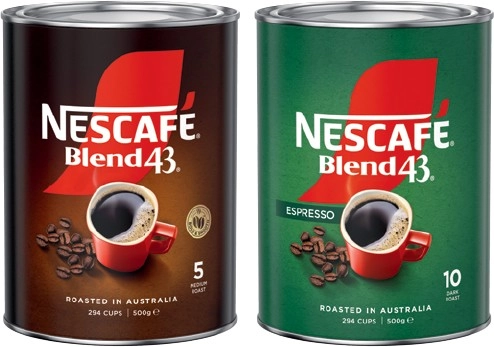 Nescafé Blend 43 Original or Espresso Instant Coffee 500g