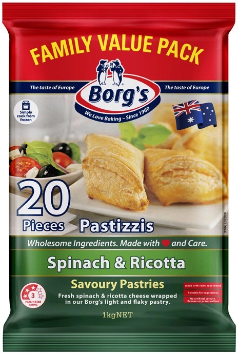 Borg's Spinach & Ricotta Pastizzi 1kg