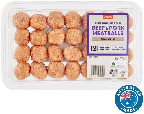 Coles Beef & Pork Meatballs 560g