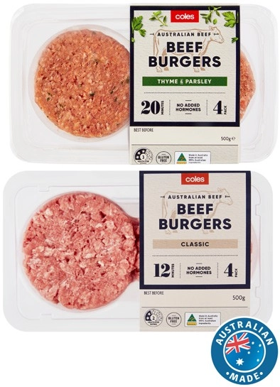 Coles Classic Burgers 400g-500g