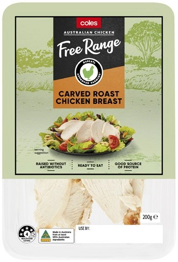 Coles Free Range Carved Roast RSPCA Approved Chicken Breast 200g