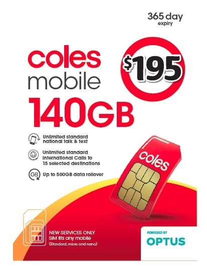 Coles Mobile $195 Prepaid SIM