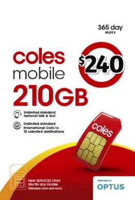 Coles Mobile $240 Prepaid SIM